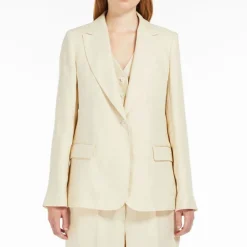 WEEKEND MAXMARA Nalut Linen Canvas Blazer in Sand