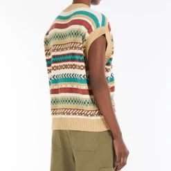 Weekend MaxMara Vicino Knitted Waistcoat in Biscuit