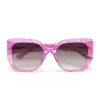 ZOE DE PASS Diana Square Sunglasses in Pink Glitter