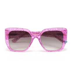 ZOE DE PASS Diana Square Sunglasses in Pink Glitter