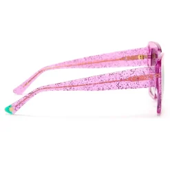 ZOE DE PASS Diana Square Sunglasses in Pink Glitter