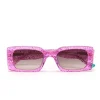ZOE DE PASS Grace Rectangle Sunglasses in Pink Glitter