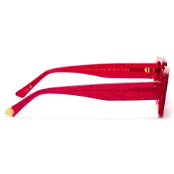 ZOE DE PASS Grace Rectangle Sunglasses in Red Glitter