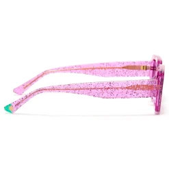 ZOE DE PASS Grace Rectangle Sunglasses in Pink Glitter