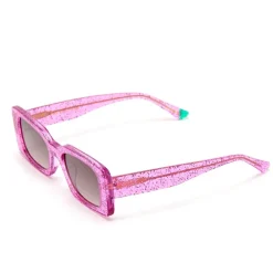 ZOE DE PASS Grace Rectangle Sunglasses in Pink Glitter